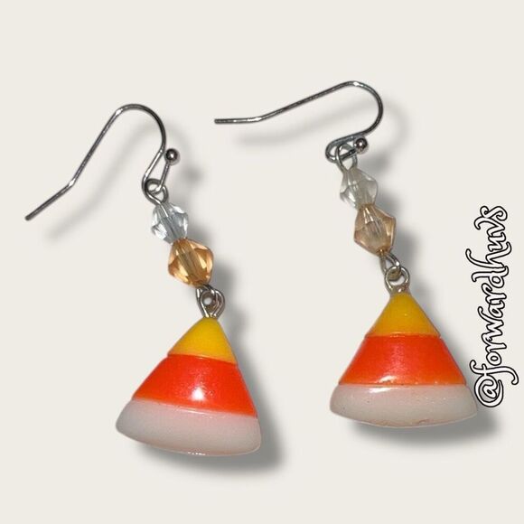 Bundle Sale 3 for $15 | Candy Corn Dangle Earrings - Picture 1 of 6